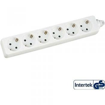 Regleta de enchufes InLine® - 6 salidas con protección infantil - blanca - 1,5m
