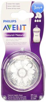Philips Avent Natural Medium Flow Nipple 3M+ - 2 Pack