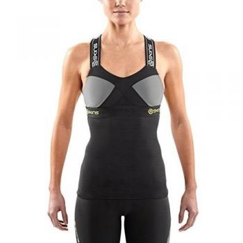 skin' S dnamic camiseta de tirantes de compresión para mujer, color Black/Limoncello, tamaño S