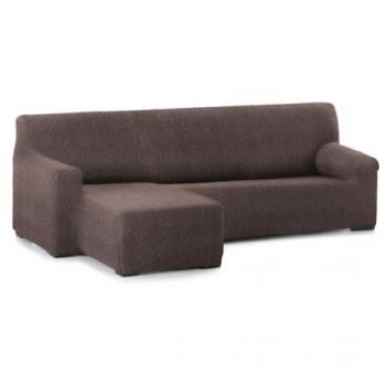 Funda Sofá Ajustable Eysa - Protección y Comodidad - Elástica para Chaise Longue Izquierda, Brazo Corto, Color Marrón, Medidas 120 x 120 x 360 cm