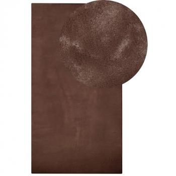 Alfombra de Piel Sintética de Conejo Marrón 80 x 150 cm - Suave, Pelo Largo y Shaggy