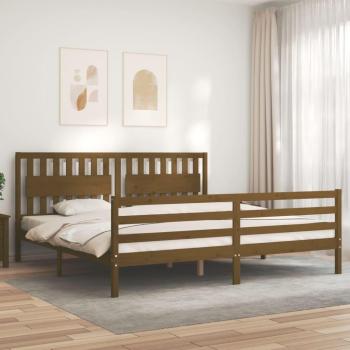Cama solar sin colchón ámbar 200x200 madera maciza con estructura cama y cabecero de madera maciza marrón miel 200x200 cm Vidaxl Marrón