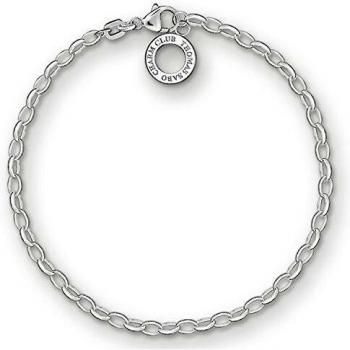 THOMAS SABO Sterling Silver Charm Club Charm and Silver Belcher Chain Bracelet X0163-001-12-16cm