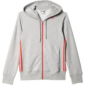 adidas ESS Mid 3S Hd - Sudadera para mujer, talla S, color gris / rojo