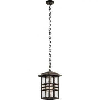 Farol colgante para jardín Beacon Square en bronce antiguo, 29,9 cm, IP44, E27