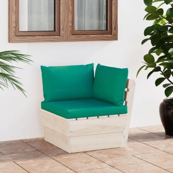 vidaXL Sofá de esquina de palets de jardín con cojines y abeto impregnado