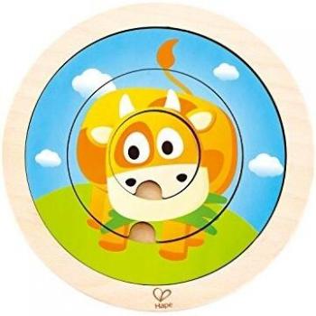 Hape International- Hape 2-in-1 Spinning Farm Puzzle Puzle Giratorio Granja, Multicolor, 5'' x 2''