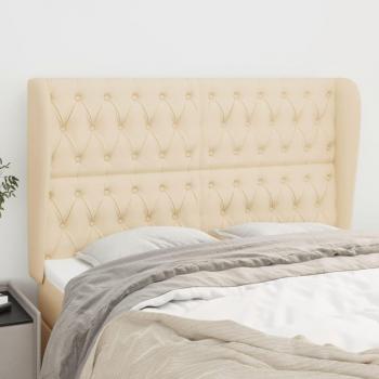 Cabecero con orejas de tela color crema 163x23x118/128 cm Vidaxl