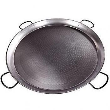 Paellera Valenciana de Acero Pulido, 80 cm, Capacidad para 40 Raciones con 4 Asas