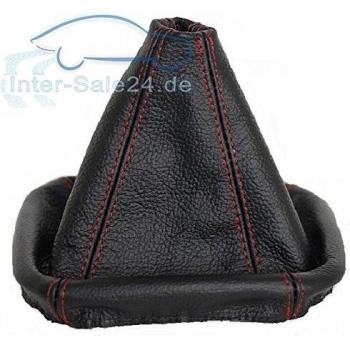 L & P Car Design L&P A0026 Funda Saco Cuero Piel Genuina Negro con Costura roja Rojo de Palanca de Cambios Cambio Velocidad velocidades Marchas Saco de conmutación