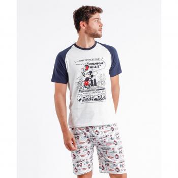 Pijama corto Disney para hombre de punto color crudo