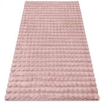 Alfombra Bubble Rosa Empolvado 3D Imitación Piel de Conejo 60x100 cm