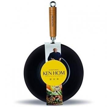 Ken Hom 27 cm acero al carbono Wok Everyday anti-adherente, negro