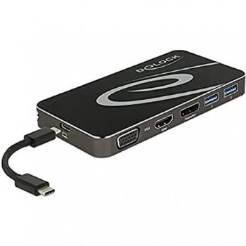 Estación de Acoplamiento USB Type-C 3.2 4K HDMI + DP / VGA 1080p, Hub USB y PD 3.0