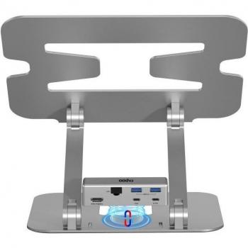 Soporte para portátil Rapoo UCS-5001 con adaptador multiport USB-C 5 en 1, color plata