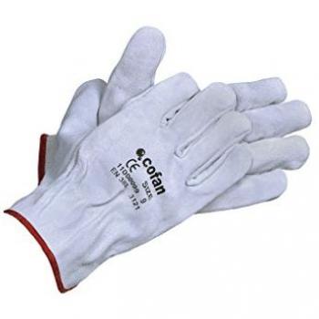 Guantes de Piel de Serraje Gris Talla 10 con Protección y Seguridad en Pack de 12 Unidades COFAN