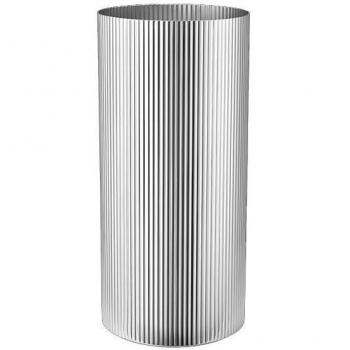 Jarrón Grande Bernadotte de Acero Inoxidable Pulido - 26 cm, Diseño Inspirado en Sigvard Bernadotte