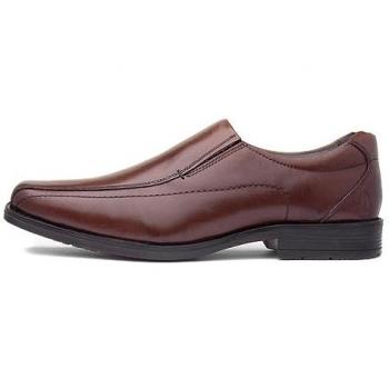 Hush Puppies Brody Men's Chocolate Leather Slip-On Loafers with Memory Foam - Size UK 6