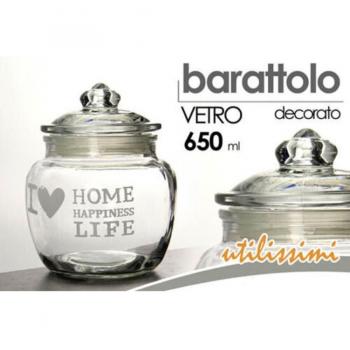 Tarro de Cristal Hermético Decorado con Tapa 650ml para Cocina