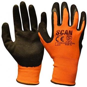 Scan SCAGLOLATOL Hi-Vis Orange Latex Foam Work Gloves. Size: Large