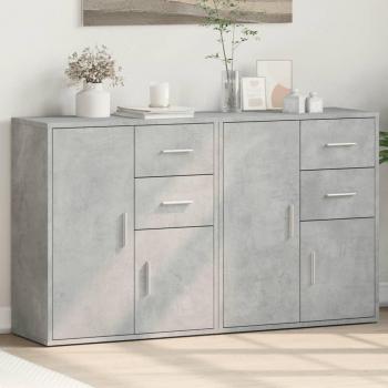 Aparador de madera multicapa y hormigón gris 2 piezas 60x31x70 cm