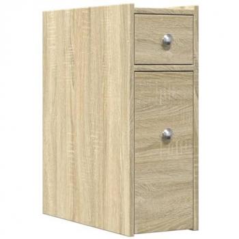 Armario de baño estrecho con ruedas madera roble Sonoma