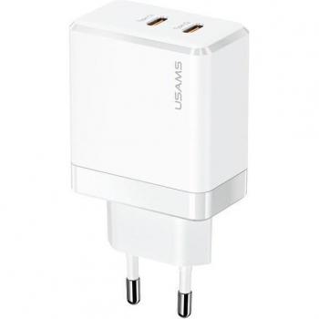 Cargador Rápido Usams 40W Doble USB-C PD Blanco
