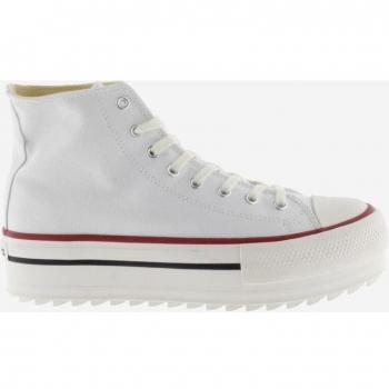 Victoria Zapatillas Tribu Doble Lona Blanco para Mujer con Logo Retro y Suela Dentada
