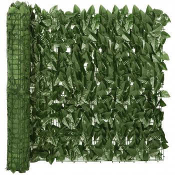 vidaXL Balcony Screen with Dark Green Leaves 400x75 cm