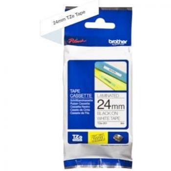Brother TZe-251 Cinta Laminada para Rotuladora, Texto Negro sobre Fondo Blanco, Ancho 24mm, Longitud 8m