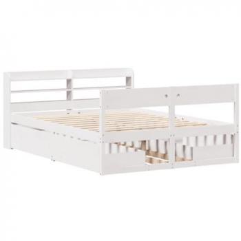 Cama sin colchón blanca 140x190 cm de madera maciza de pino