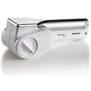 Rallador Ariete 44 Inalámbrico de 1500 mAh con Autonomía de 15h, Peso 660g, Color Blanco y Acero Inoxidable