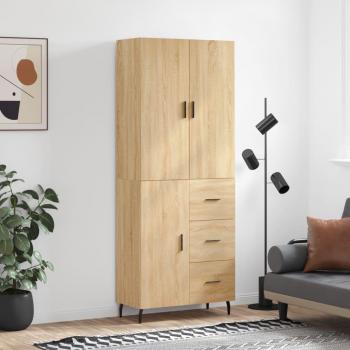 Aparador alto de madera contrachapada color roble 69,5x34x180 cm