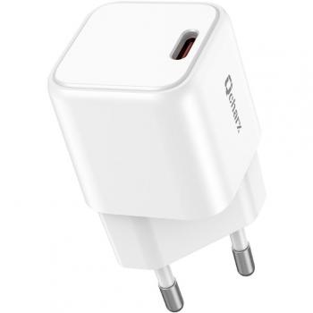 Cargador Mini Qcharx Hera 3A 20W Puerto Tipo-C Blanco Adaptado a Regletas