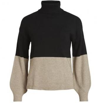 Jersey de mujer Vila Ril cuello vuelto bicolor en punto color block