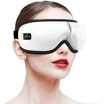 HOMIEE Masajeador de ojos, con presión de calor, vibración, modo de presión de aire, plegable eléctrico, música de Bluetooth, alivia eficazmente la fatiga ocular y las ojeras debajo de los ojos