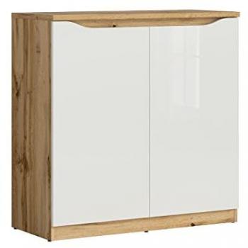 Aparador 2 puertas estratificado blanco y madera marrón