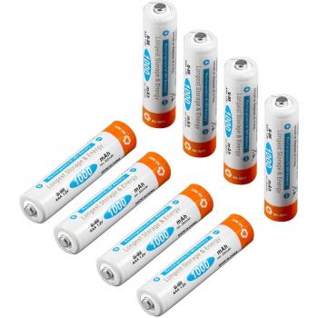Pilas Recargables ICOCO 1000mAh AAA Ni-MH 1.2V 2000 Ciclos de Carga larga vida útil para Equipos Domésticos Mínimo 950mAh