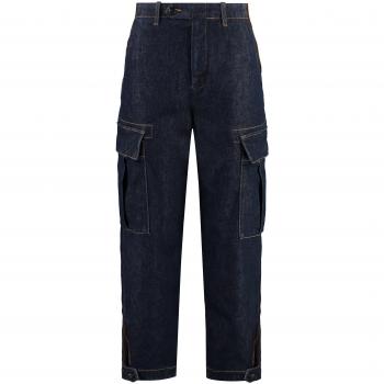 Pinko Women's Sonata Cargo Jeans - Denim, Size 40, Color PJA, Dark Navy Rinse Wash, Cropped Style, Overfit Design