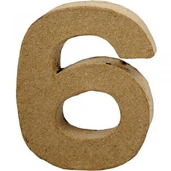 Número decorativo de madera, 6, altura 10 cm, ancho 8,2 cm, grosor 1,7 cm