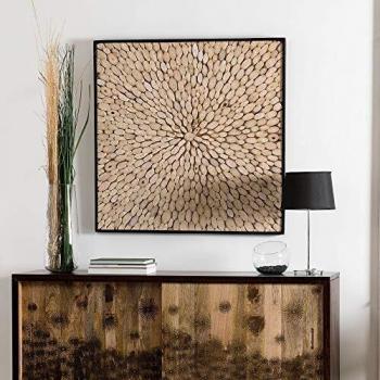 Decoración de Pared Cuadrada 100x100 cm - Ramas de Madera de Teca Natural