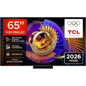 TCL C7L Smart TV 65 SQD Mini LED 4K Ultra HD, 3000 nits, Google TV, Dolby Vision & Atmos, Audio Bang & Olufsen