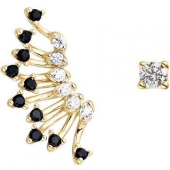 Pendientes asimétricos Akosia de plata bañados en oro amarillo 18k