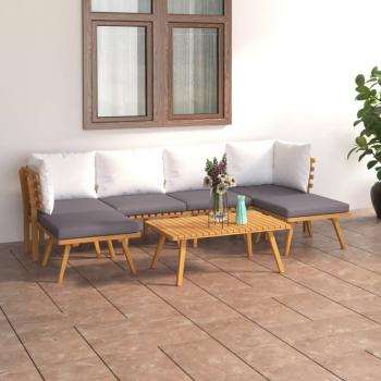 7-Piece Solid Acacia Wood Garden Lounge Set with Cushions