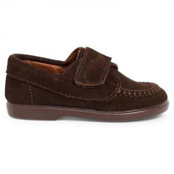Mocasines de Niños en Serraje con Cinta Adhesiva - Talla 27 Color Marrón