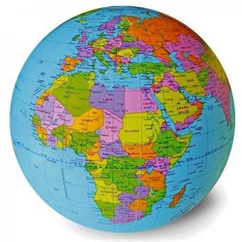 Mapiberia Globo Terráqueo Hinchable Bolamundo Castellano, 40 cm, Azul