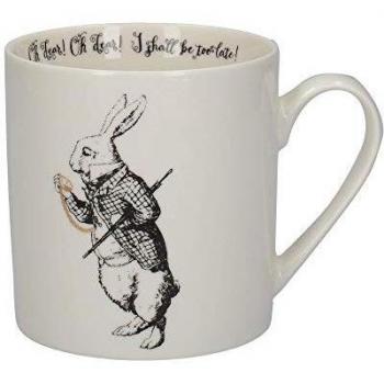 V&A Alicia en el país de las maravillas - Juego de taza en caja de regalo, porcelana, Oro blanco y negro, 350 ML