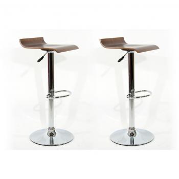 2x Taburete de bar color madera madera giratorio ajustable en altura