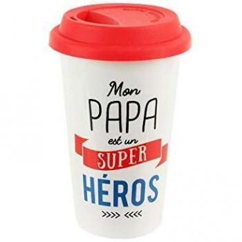 DITES LE AVEC DES MOTS CMMO0141 MUG TÉRMICO Doble Pared Papa, cerámica, Rojo, 9,80 x 9,80 x 15 cm