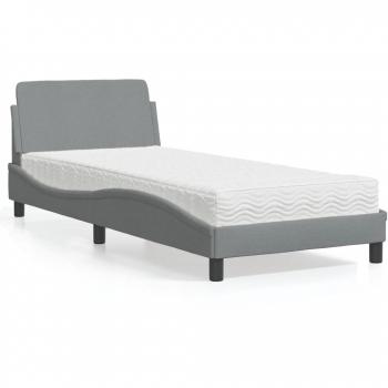 Cama con colchón tela gris claro 80x200 cm Vidaxl